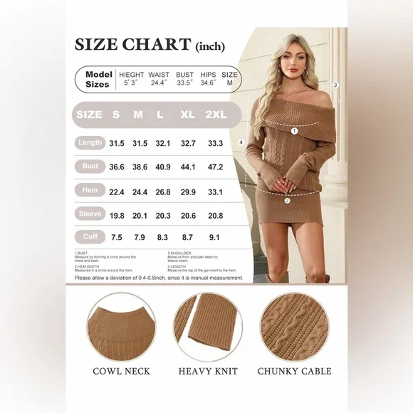 🆕Elegant Off-Shoulder Sweater Dress - Picture 2 of 2